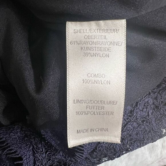 Adrianna Papell Womens Navy Blue Lace Overlay Evening Sheath Dress Size 14 - Picture 6 of 8